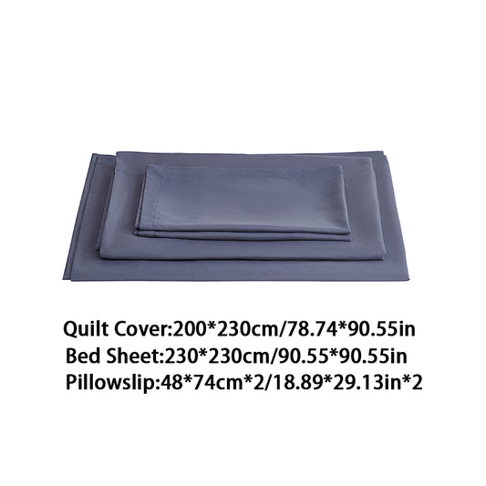 Silver Grey Polyester Bedding Sheet Set for Full Bed