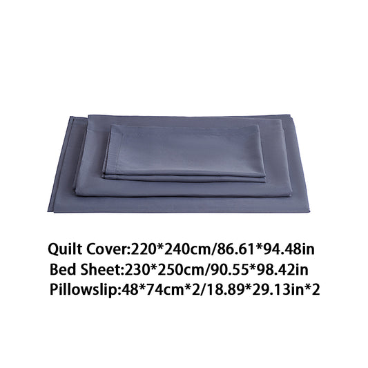 Silver Grey Polyester Bedding Sheet Set for Queen Bed