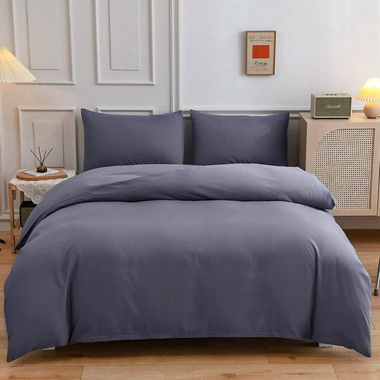 Silver Grey Polyester Bedding Sheet Set for Queen Bed
